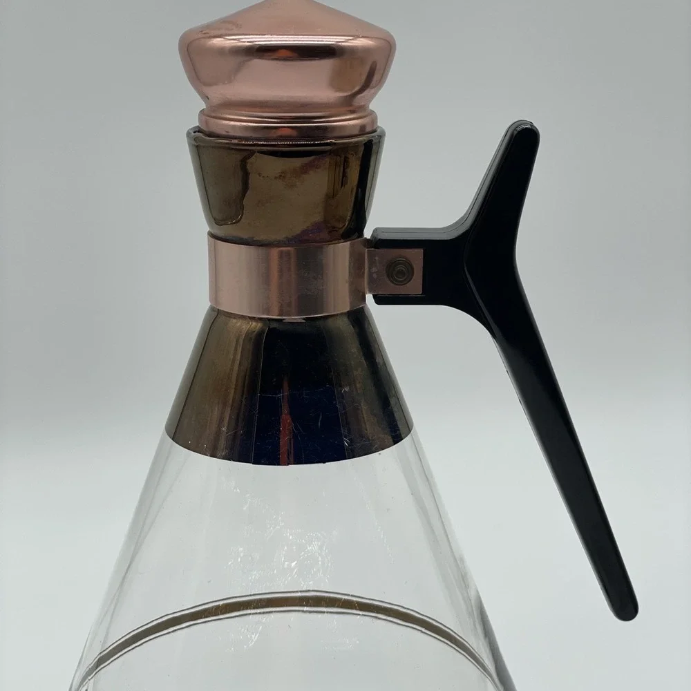 Vintage Inland Glass And Copper Coffee Pot Carafe 11 3/4